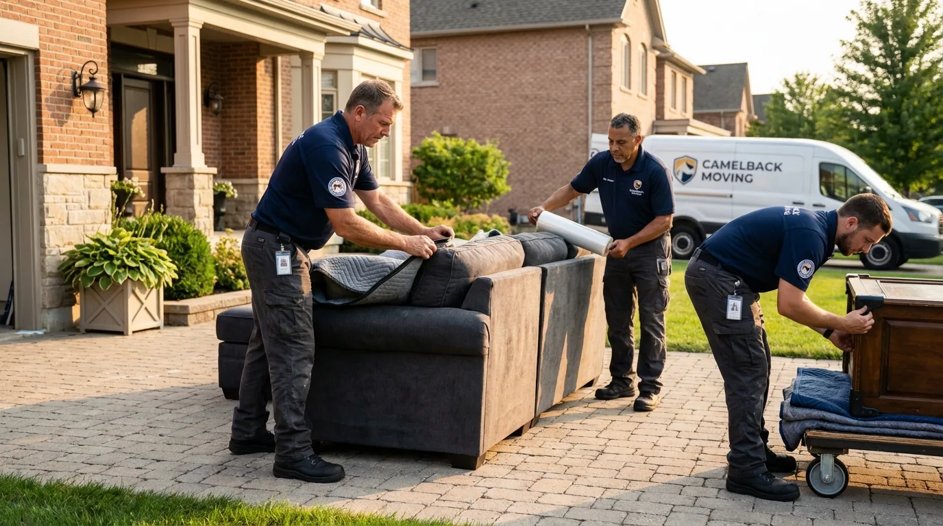 Large estate moving crew wrapping furniture in Dover, AR